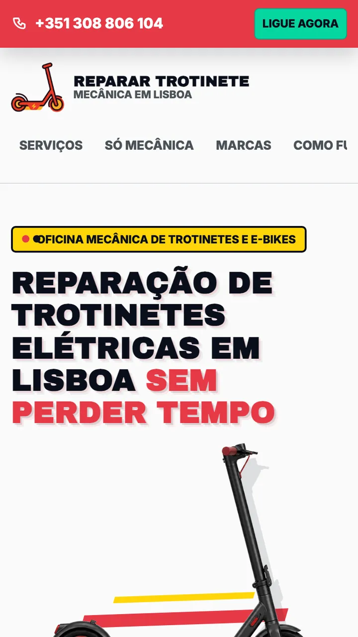 Página inicial da Reparar Trotinete em telemóvel